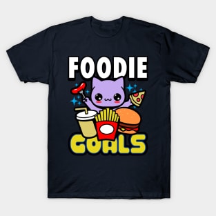 Foodie Goals Cute Junk Food Loving Cat Eating Meme T-Shirt